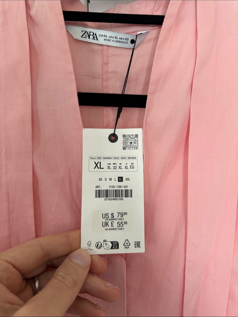 Light Pink Midi Dress 100% Cotton - Picture 2 of 5